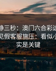 劝你冷静三秒：澳门六合彩这类内容背后常见假客服施压：看似小事，其实是关键