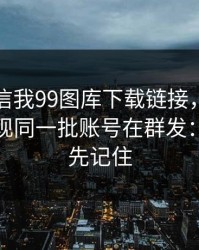 有人私信我99图库下载链接，我追到源头发现同一批账号在群发：这三点先记住