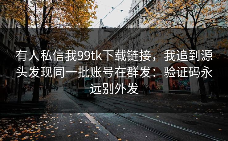 有人私信我99tk下载链接，我追到源头发现同一批账号在群发：验证码永远别外发
